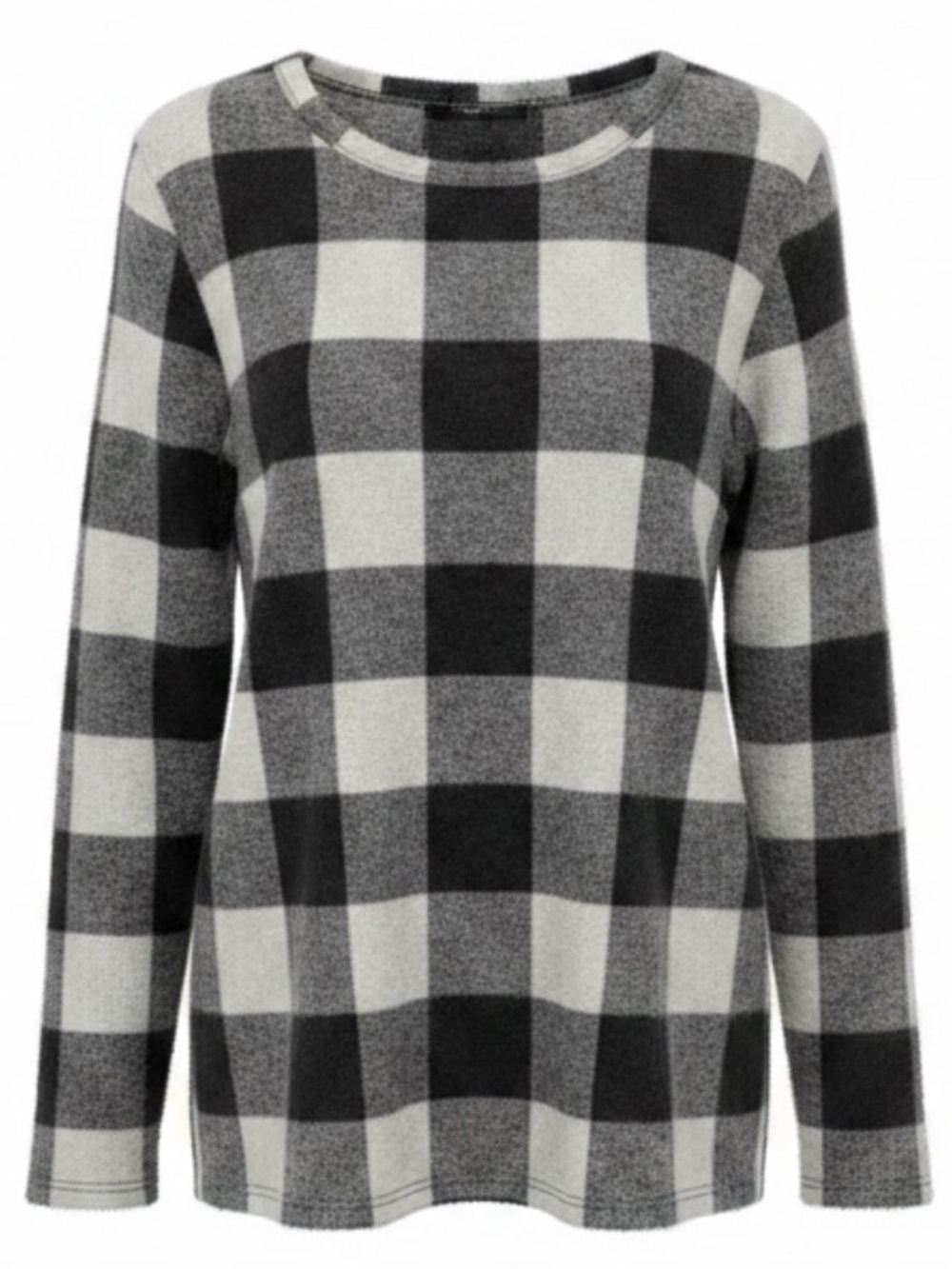 Sweet Claire Black Off White Plaid Pull Over Top size Medium